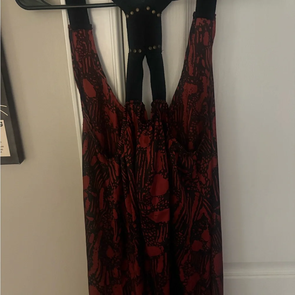 Red and Black Patterned Racerback Dress - Picture 2 of 3